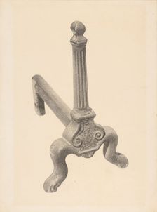 Andiron (one of pair), c. 1938. Creator: Herman Bader