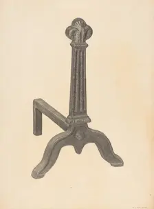 Andiron (one of pair), c. 1938. Creator: Jack Staloff