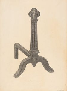 Andiron (one of pair), c. 1938. Creator: Jack Staloff