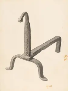 Andiron (one of pair), c. 1938. Creator: Jack Staloff