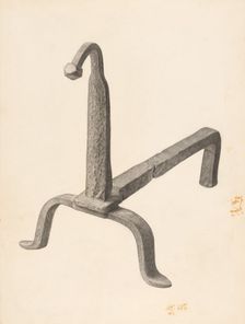Andiron (one of pair), c. 1938. Creator: Jack Staloff