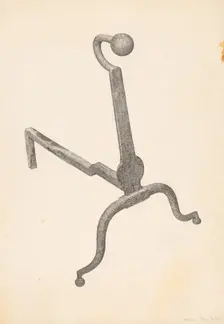 Andiron (one of pair), c. 1938. Creator: Maurice Van Felix