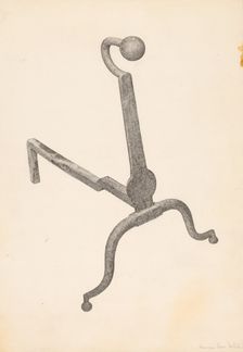 Andiron (one of pair), c. 1938. Creator: Maurice Van Felix