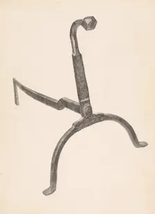Andiron (one of pair), c. 1938. Creator: Maurice Van Felix