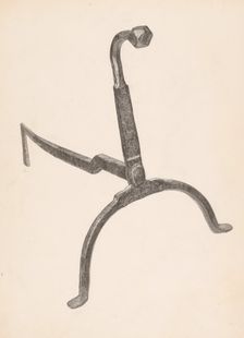 Andiron (one of pair), c. 1938. Creator: Maurice Van Felix