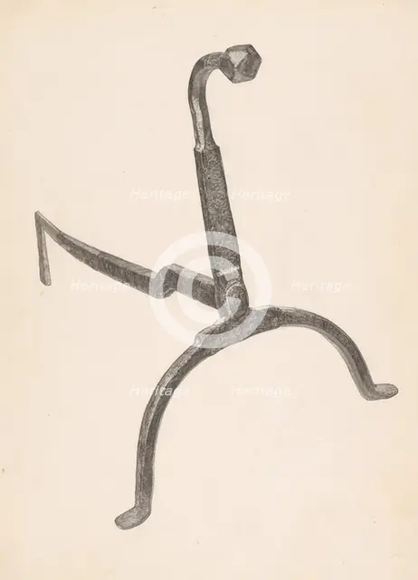 Andiron (one of pair), c. 1938. Creator: Maurice Van Felix.