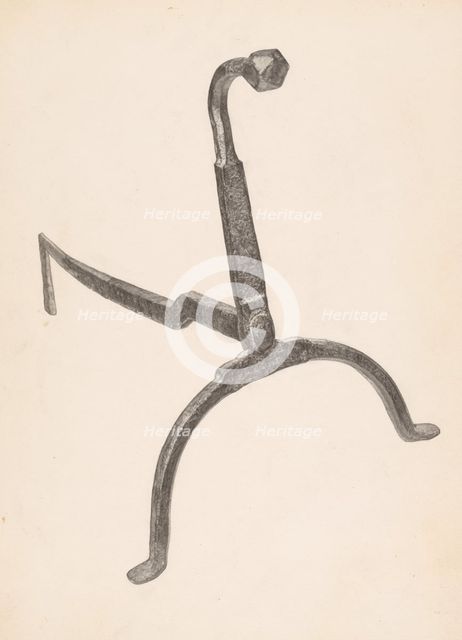 Andiron (one of pair), c. 1938. Creator: Maurice Van Felix.