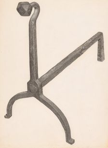 Andiron (one of pair), c. 1938. Creator: Salvatore Borrazzo