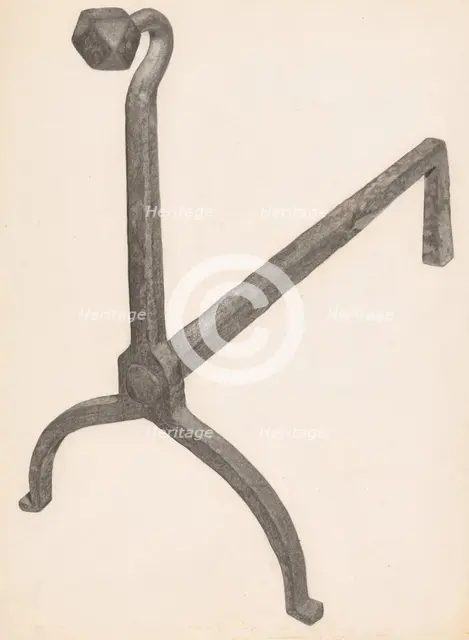 Andiron (one of pair), c. 1938. Creator: Salvatore Borrazzo.