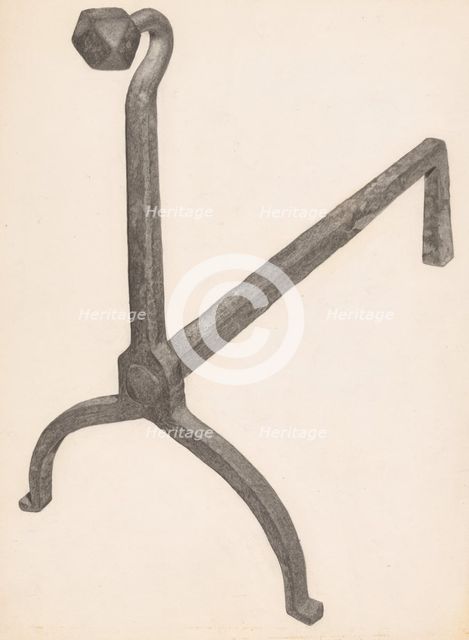 Andiron (one of pair), c. 1938. Creator: Salvatore Borrazzo.