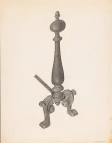 Andiron (one of pair), c. 1938. Creator: Salvatore Borrazzo