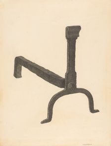 Andiron (one of pair), c. 1938. Creator: Salvatore Borrazzo