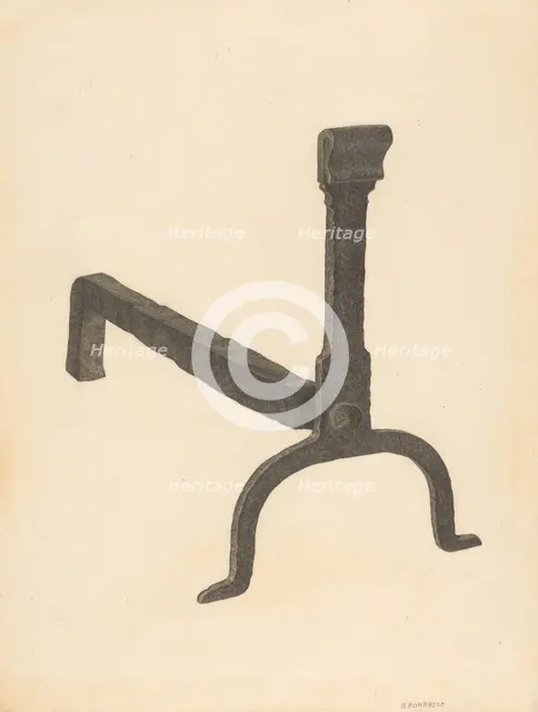 Andiron (one of pair), c. 1938. Creator: Salvatore Borrazzo.