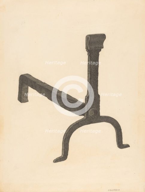 Andiron (one of pair), c. 1938. Creator: Salvatore Borrazzo.