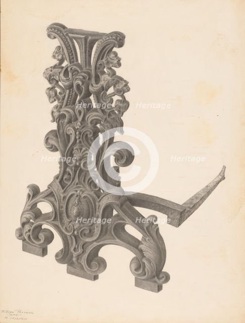 Andiron (one of pair), c. 1939. Creator: Filippo Porreca.
