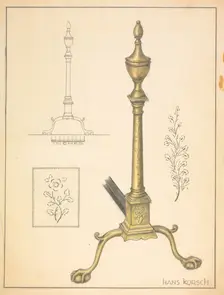 Andiron (one of pair), c. 1939. Creator: Hans Korsch