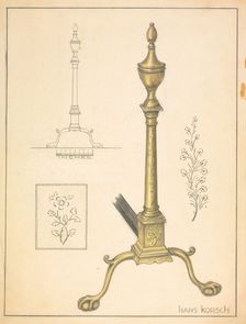 Andiron (one of pair), c. 1939. Creator: Hans Korsch