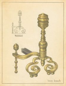 Andiron (one of pair), c. 1939. Creator: Hans Korsch