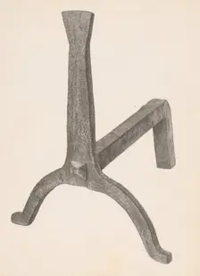 Andiron (one of pair), c. 1939. Creator: Maurice Van Felix