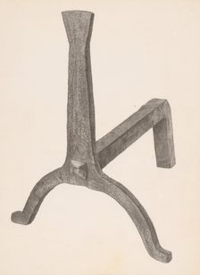 Andiron (one of pair), c. 1939. Creator: Maurice Van Felix