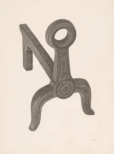 Andiron (one of pair), c. 1940. Creator: Jacob Lipkin