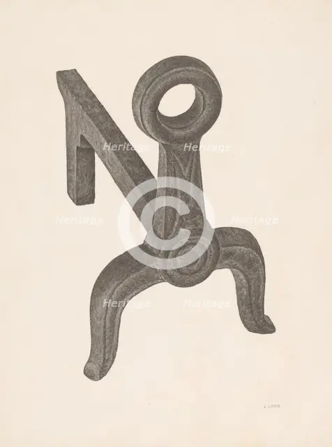 Andiron (one of pair), c. 1940. Creator: Jacob Lipkin.