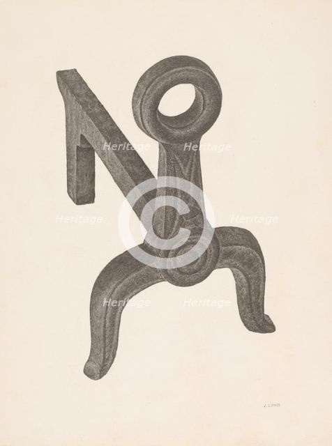 Andiron (one of pair), c. 1940. Creator: Jacob Lipkin.