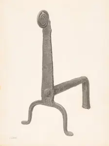 Andiron (one of pair), c. 1940. Creator: Jacob Lipkin
