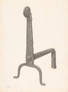 Andiron (one of pair), c. 1940. Creator: Jacob Lipkin