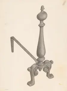 Andiron (one of pair), c. 1940. Creator: Jacob Lipkin