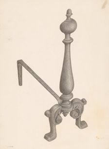 Andiron (one of pair), c. 1940. Creator: Jacob Lipkin