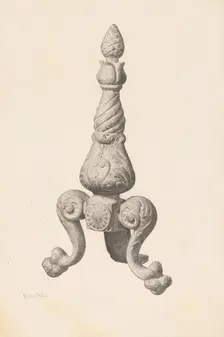 Andiron (one of pair), c. 1940. Creator: Maurice Van Felix