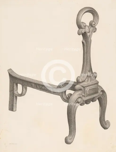 Andiron (one of pair), c. 1940. Creator: Milton Grubstein.