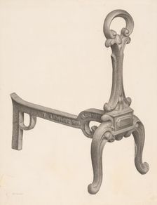 Andiron (one of pair), c. 1940. Creator: Milton Grubstein