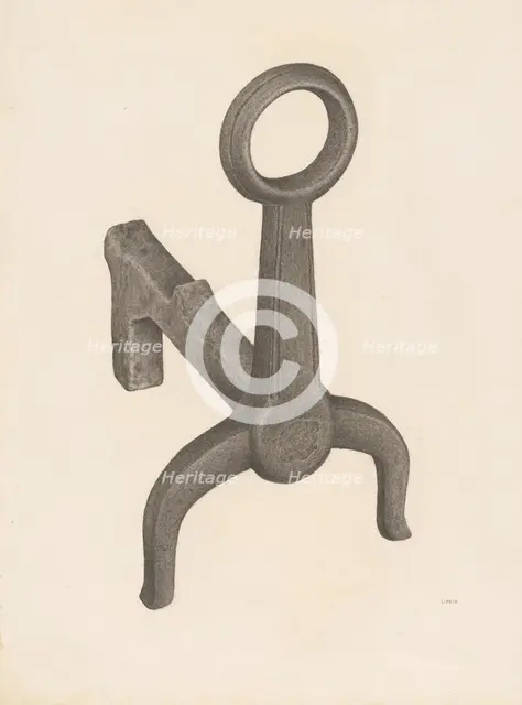 Andiron (one of pair), c. 1941. Creator: Jacob Lipkin.
