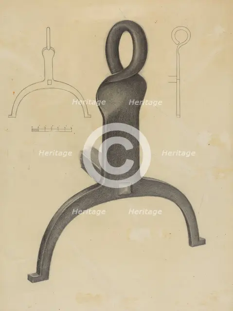Andiron (One of Pair), c. 1953. Creator: Mildred Ford.