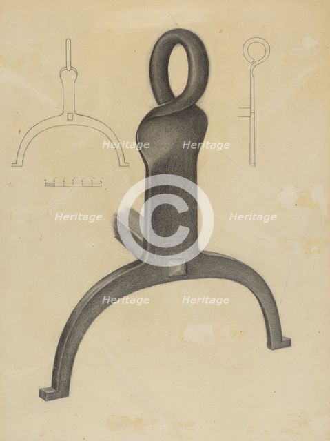 Andiron (One of Pair), c. 1953. Creator: Mildred Ford.