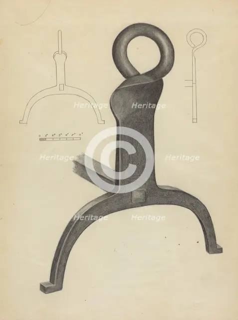 Andiron (One of Pair), c. 1953. Creator: Mildred Ford.