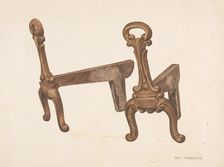Andiron or Fire Dog, c. 1941. Creator: Paul Poffinbarger