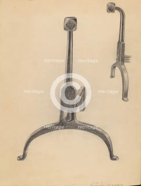 Andirons, 1935/1942. Creator: Gerald Bernhardt.