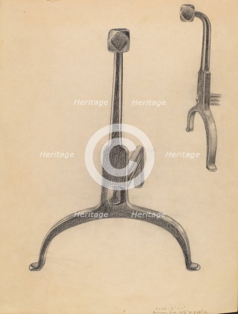 Andirons, 1935/1942. Creator: Gerald Bernhardt.