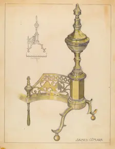 Andirons, c. 1936. Creator: James O'Mara
