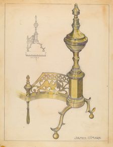 Andirons, c. 1936. Creator: James O'Mara