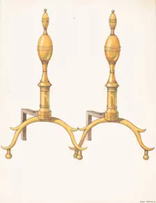 Andirons, c. 1937. Creator: Dana Bartlett