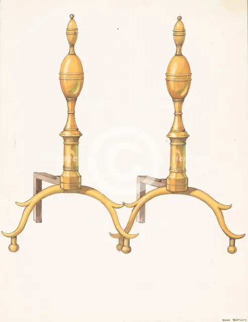 Andirons, c. 1937. Creator: Dana Bartlett.