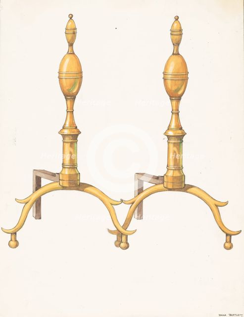 Andirons, c. 1937. Creator: Dana Bartlett.