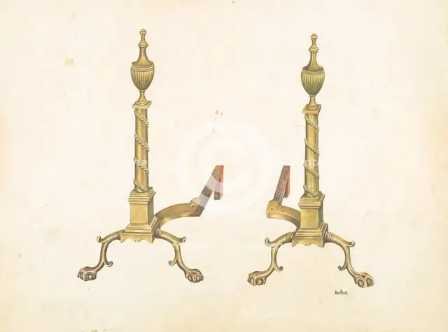 Andirons, c. 1938. Creator: Ray Price.