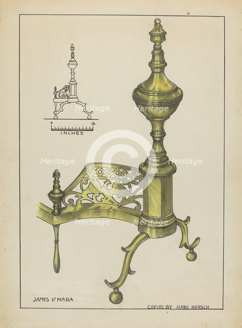 Andirons, c. 1953. Creator: Hans Korsch.