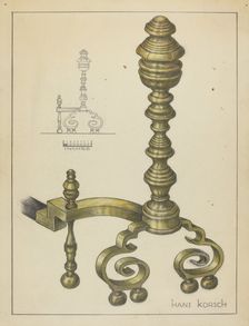 Andirons, c. 1953. Creator: Hans Korsch