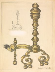 Andirons (right and left), c. 1939. Creator: Hans Korsch